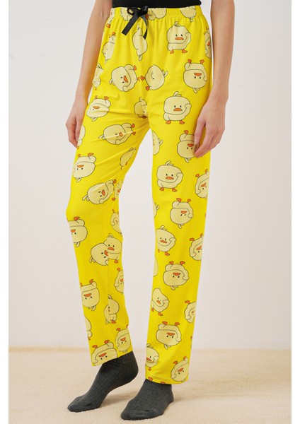 4323 Desenli Pijama Altı - Sarı
