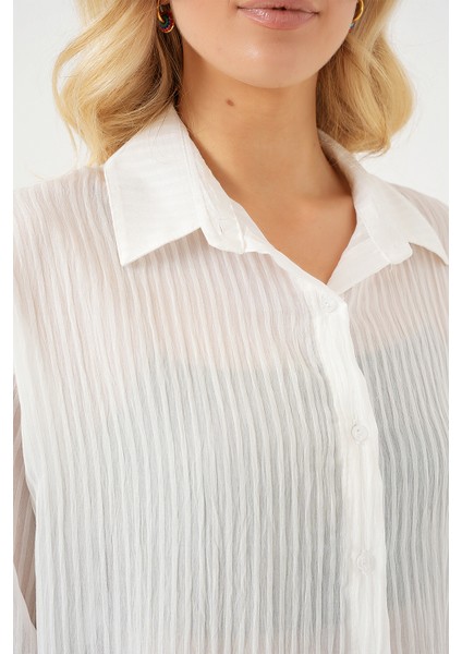 Kadın Uzun Oversize Gömlek 20320 - Beyaz indirimleri