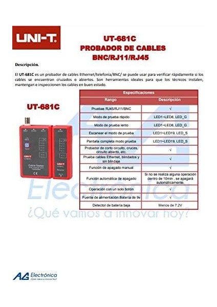 UT681C Network Kablo Test Cihaz