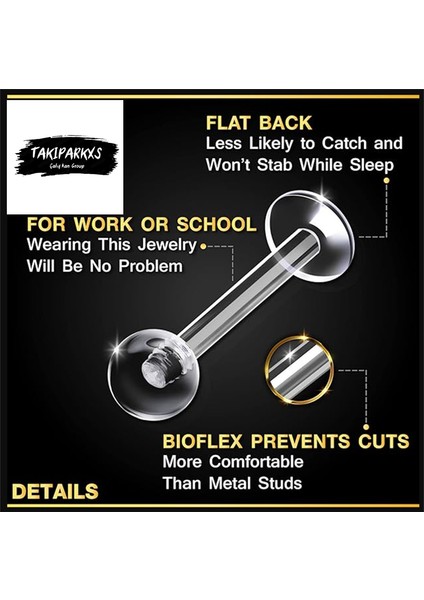 Cerrahi Çelik, 6 mm 8 mm 10 mm Bar, 3 Adet Septum Labret Piercing Küpe Set, Kaş, Dudak, Burun, Kulak Kullanımına Uygundur