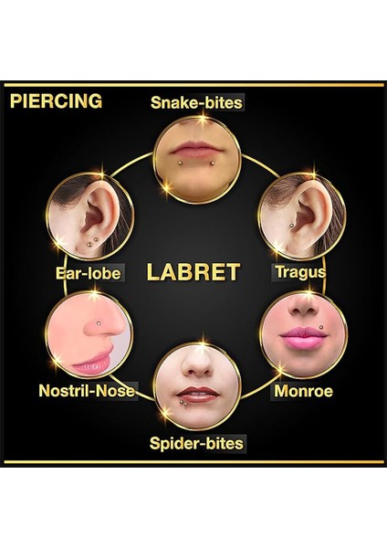 Cerrahi Çelik, 6 mm 8 mm 10 mm Bar, 3 Adet Septum Labret Piercing Küpe Set, Kaş, Dudak, Burun, Kulak Kullanımına Uygundur