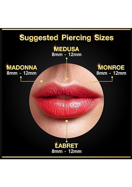 Cerrahi Çelik, 6 mm 8 mm 10 mm Bar, 3 Adet Septum Labret Piercing Küpe Set, Kaş, Dudak, Burun, Kulak Kullanımına Uygundur