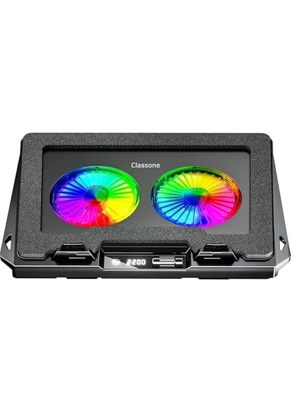 GT102 Gaming Laptop Soğutucu, 2200RPM, Rgb Işıklı, LED Display, Notebook Soğutucu Stand