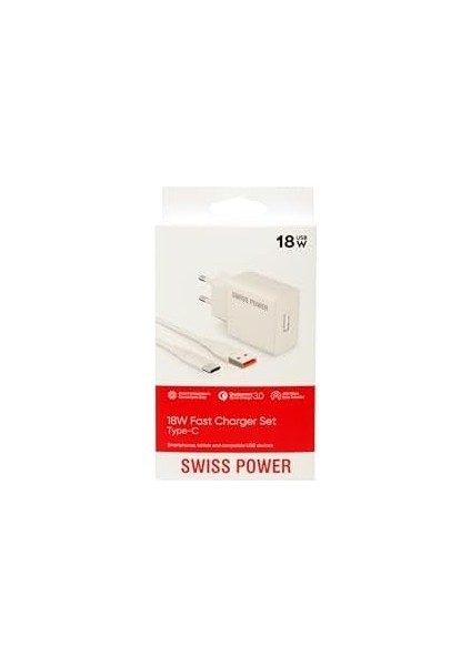 Swiss Power 18W 3.0 Type-C Hızlı Şarj Seti Sws-T1 - Beyaz