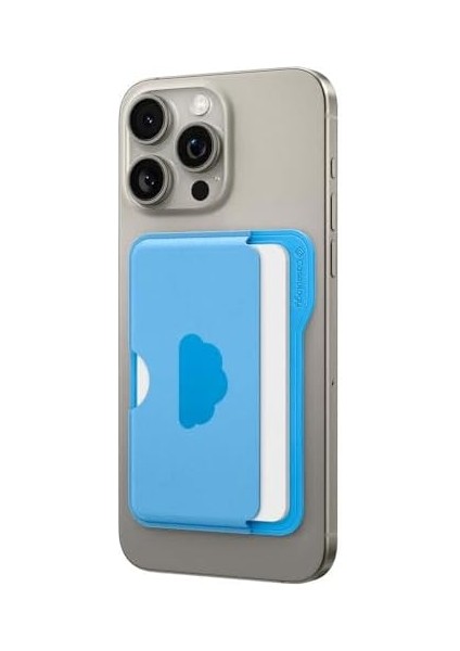 Spigen Iphone Için Magsafe Özellikli 3 Kartlı Manyetik Cüzdan Folder Pop Sky Blue Cloud - AFA07499, Sky Blue Cloud