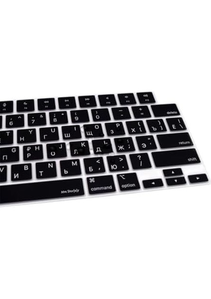 Rusça Klavye Koruyucu Macbook Air-Pro M1-M2-M3 (Touchıd'li) A2681 A3113 A2941 A3114 A2442 A2779 A2992 A2918 A2485 A2780 A2991 Us Enter ile Uyumlu Siyah