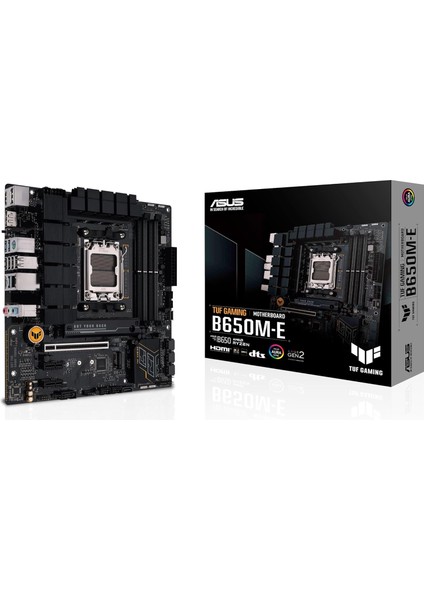 Tuf Gaming B650M-E Amd B650 Am5 Ddr5 6400 2xdp HDMI Çift M2 Usb3.2 Aura Rgb 2.5gbit Lan Matx 128GB A Kadar Ram Desteği, Asus Tuf Protectıon, Armoury Crate