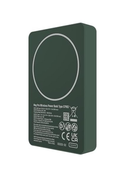 Power Bank 5.000MAH, Powerbank Magnetico, Mag Pro Power On Demand, Caricabatterie Portatile Con USB C, Compatibile Con Magsafe E Qi Standard (Per Compatibilità Con iPhone E Android), Verde