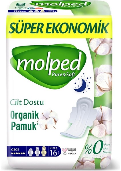Molped Pure&soft Gece Ped Süper Eko 16 Adet
