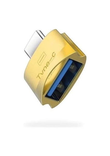 Macbook Android Windows Apple Ile Uyumlu 3.0 USB Type-C Usb-A 3.0 USB Adaptörü (Type-C Dönüştürücü Otg Metal Adaptör) Tip-C Dönüştürücü Linktech O193 (Altın)