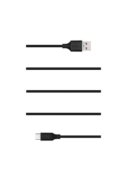 USB To Type-C Uyumlu iPhone ve Samsung Modelleri Için Hızlı Şarj ve Data Kablosu 200 cm (Siyah)