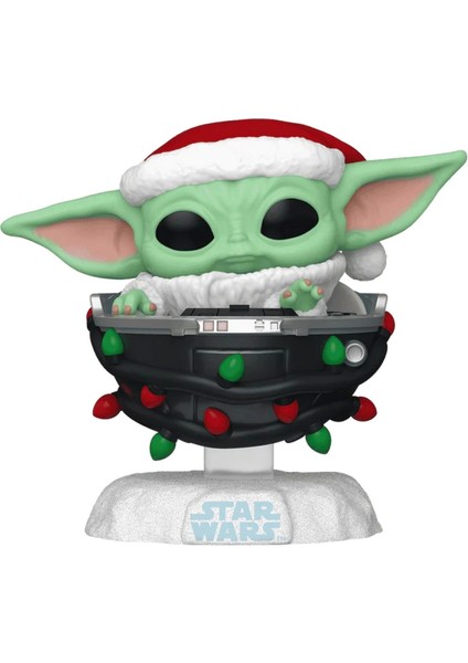 Funko Pop Star Wars Holiday Grogu With Santa Hat In Pram