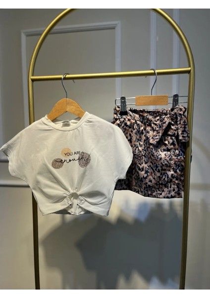 Kız Çocuk You Are Leopar Şort Etekli Premium Takım fiyatları