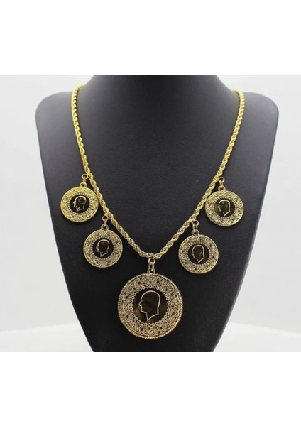 Gerçek Altın Görünümlü Beşi Bir Yerde Kolye (Halat Zincirli) DAYB0071