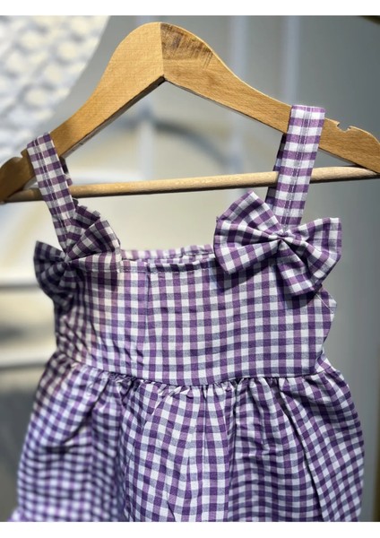 Kız Çocuk Kareli Şapkalı Askılı Premıum Elbise fiyatları