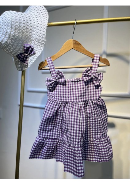 Kız Çocuk Kareli Şapkalı Askılı Premıum Elbise fırsatları