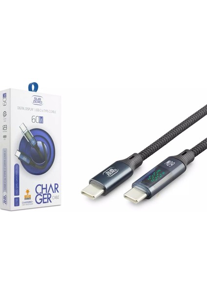 CL150 60W Pd Type-C To Type-C Hasır LED Göstergeli Hızlı Şarj ve Data Kablosu | 1 Metre