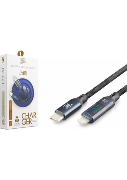 CL151 27W Pd Type-C To Lightning Hasır LED Göstergeli Hızlı Şarj ve Data Kablosu | iPhone Uyumlu