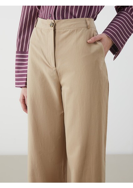 Yeni Sezon Standart Fit Poplin Kadin Pantolon - S5MO15Z8 modelleri