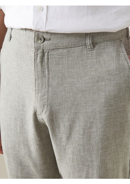Yeni Sezon Standart Kalip Keten Karisimli Erkek Chino Pantolon - S51104Z8 modelleri