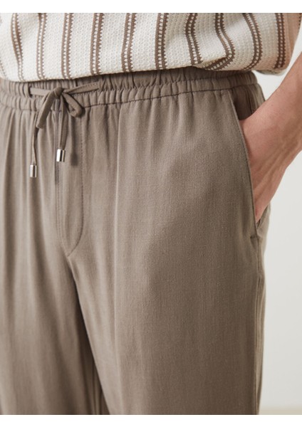Yeni Sezon Standart Kalip Keten Karisimli Erkek Pantolon - S57886Z8 modelleri