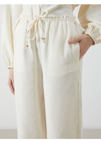 Yeni Sezon Beli Lastikli Genis Paca Muslin Kadin Pantolon - S5M279Z8 modelleri