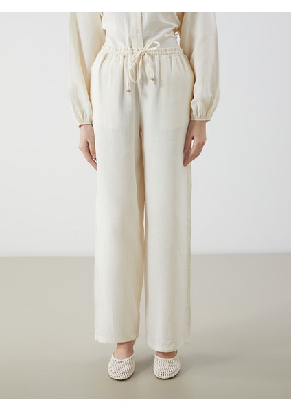 Yeni Sezon Beli Lastikli Genis Paca Muslin Kadin Pantolon - S5M279Z8 fırsatları