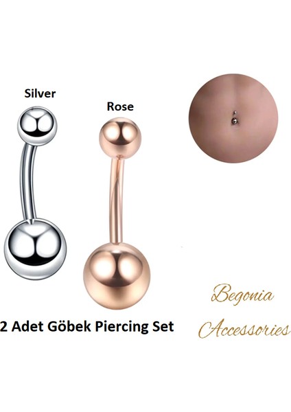 , 316L Cerrahi Çelik, Zirkon Toplu Göbek Piercing
