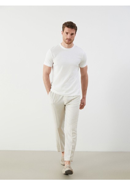 Yeni Sezon Standart Kalip Keten Karisimli Erkek Chino Pantolon - S5FG91Z8