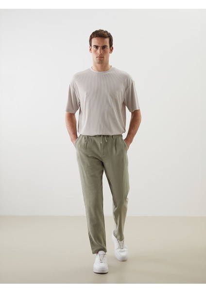 Yeni Sezon Slim Fit Keten Karisimli Erkek Pantolon - S5EE27Z8