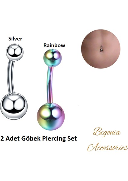, 316L Cerrahi Çelik, Zirkon Toplu Göbek Piercing
