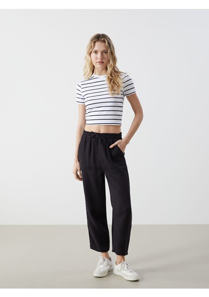 Yeni Sezon Beli Lastikli Duz Muslin Kadin Pantolon - S52601Z8