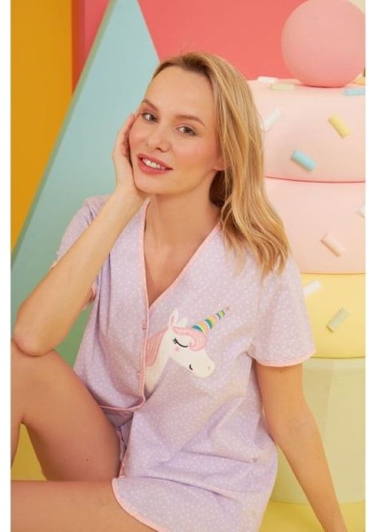 Nbb Lila Unicorn Gömlekli Şort Takım modelleri