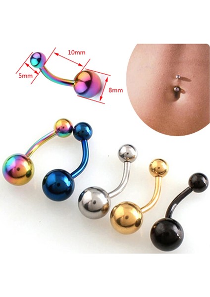 , 316L Cerrahi Çelik, Toplu 3 Adet Göbek Piercing Set