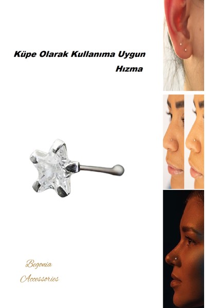 925 Ayar Gümüş Zirkon Taşlı Küpe Olarak Kullanıma Uygun 5 Adet Hızma Set indirimleri