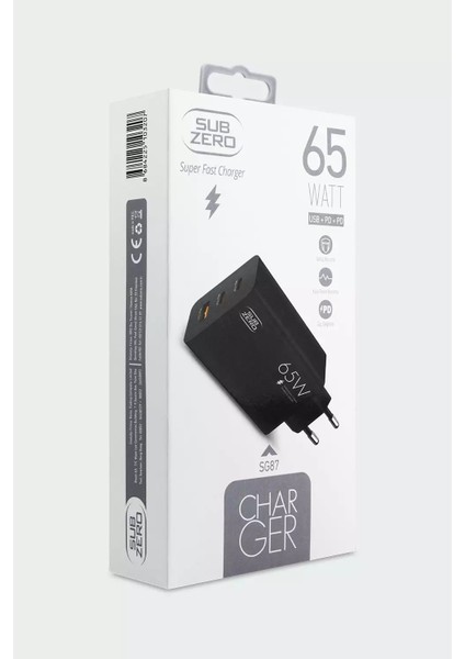 SG87 65W USB + Pd + Pd Girişli Fast Şarj Başlığı | Hızlı ve Güvenli Şarj