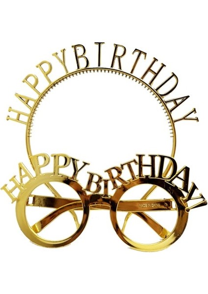 Büro Ev Ofis Etkinlik Gösteri Kostümü Için 2parça Happy Birthday Stil Gözlük Taç Seti