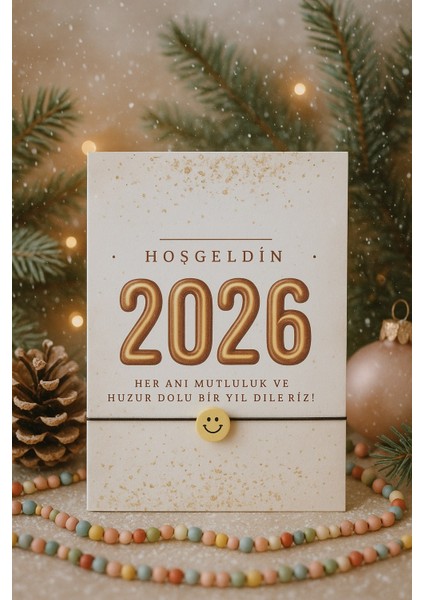 10 Adet Gold 2025 Kartlı- Emoji Bileklik- Yılbaşı Hediyesi - Şans Bilekliği - Yılbaşı Hatırası