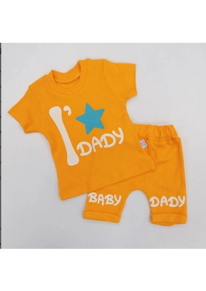 Bebek Takımı I Dady Yıldız Desenli 2'li Yazlık Kısa Kollu Şortlu modelleri