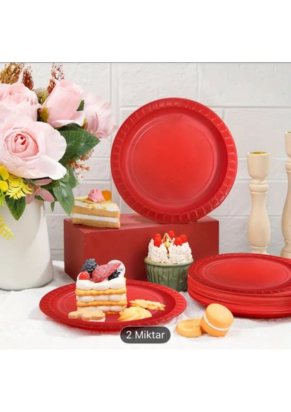 Plastik Parti Tabağı Kullan At Tabak 25 Adet Kırmızı modelleri