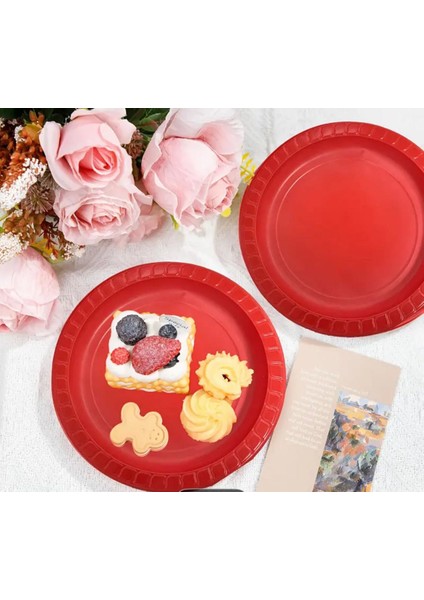 Plastik Parti Tabağı Kullan At Tabak 25 Adet Kırmızı fırsatları