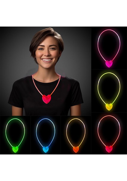Büro Ev Ofis Etkinik Süsleri Için 6ADET 6renk Karanlıkta Parlayan Fosforlu Kalp Stil Kolye Seti