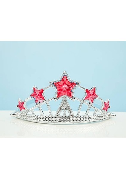 Büro Ev Ofis Etkinlik Gösteri Çocuk Elsa Kostüm Tacı Için Kırmızı Yıldız Taşlı Plastik Taç