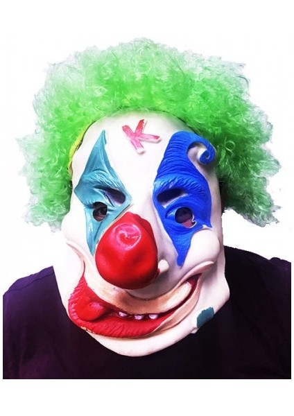 Büro Ev Ofis Etkinlik Kostümü Için Tekli Yeşil Kabarık Kıvırcık Peruklu Palyaço Maskesi