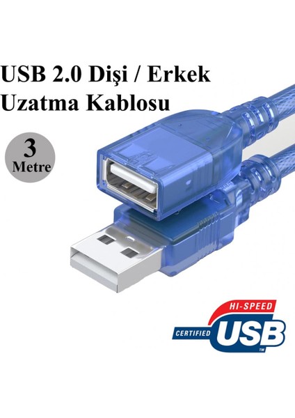 3 Metre 2.0 USB Uzatma Kablo Concord C-540