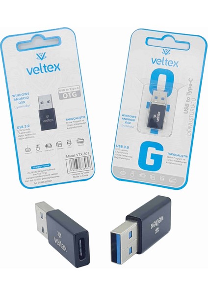 USB To Type-C Dönüştürücü Veltex VTX-501-500-504