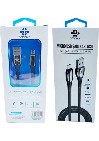 (Micro) Metal Hızlı Şarj ve Veri Aktarımı Arbaks ARB611