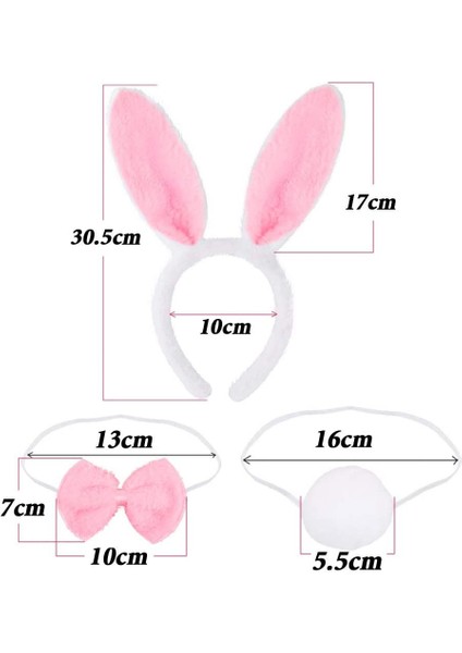 Büro Ev Ofis Etkinlik Gösteri Kostümü Için 3parça Pembe Tavşan Taç Papyon Kuyruk Seti fiyatları