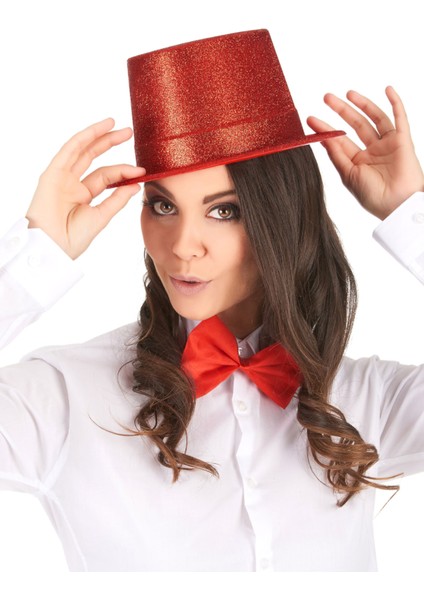 Büro Ev Ofis Etkinlik Gösteri Parti Kostümü Şapkası Için Uzun Kırmızı Plastik Simli Şapka modelleri