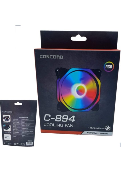 Rgb 3 Renk Rainbow Gökkuşağı 12 cm Kasa Geniş Fan Concord C-894